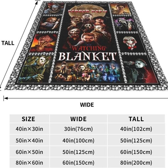 This is My Horror Movie Watching Blanket Halloween Scary Movie Plush 60"x 50" - Picture 6 of 8
